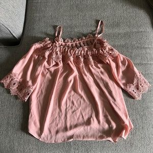 By & By Dusty Pink Cold Shoulder Top Large